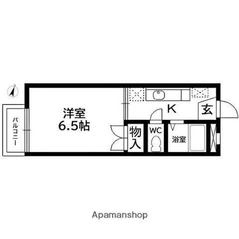 コーポたちばな(1K/2階)の間取り写真