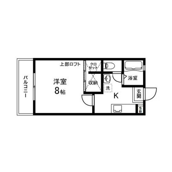 ビューラー柏Ⅰ(1K/2階)の間取り写真
