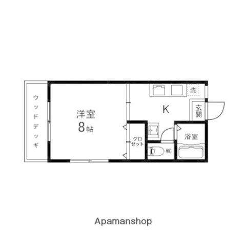 マーブルコート(1K/1階)の間取り写真