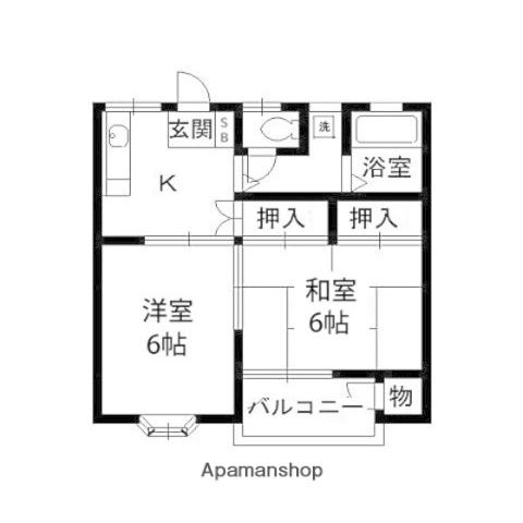 ノーブルハイツK(2K/2階)の間取り写真