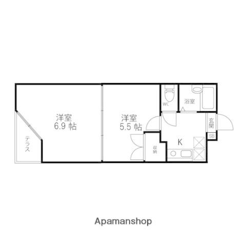 ベルシティエクセル泉(2K/1階)の間取り写真
