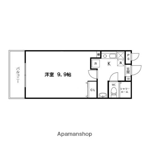 ベルシティエクセル泉(1K/3階)の間取り写真