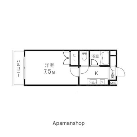 ラ・フォンテ泉中央(1K/4階)の間取り写真