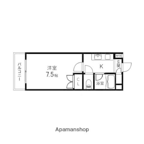 ラ・フォンテ泉中央(1K/3階)の間取り写真