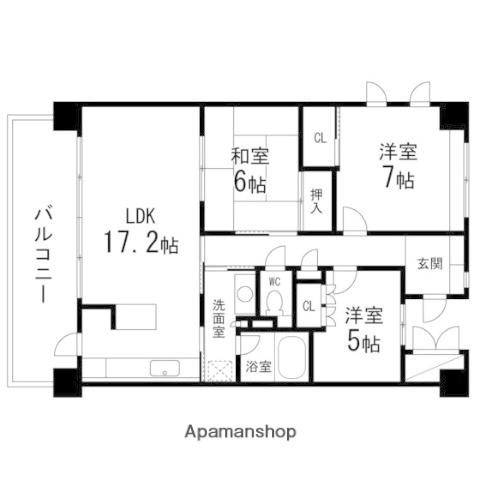 仙台中山ヒルズ(3LDK/5階)の間取り写真
