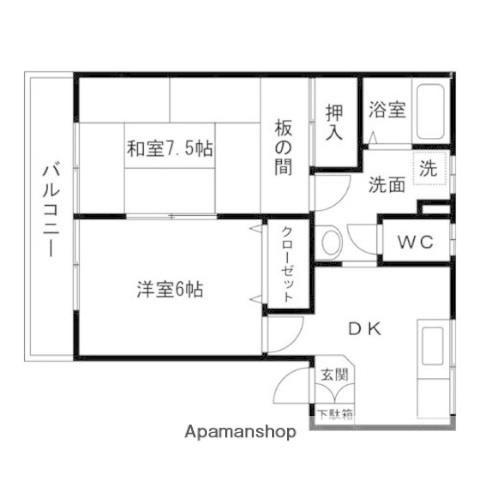 ハイツPOFF(2DK/1階)の間取り写真