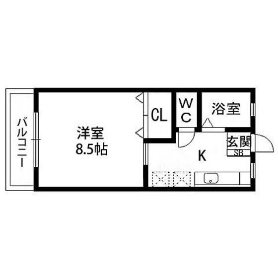 パークハイツ(1K/1階)の間取り写真