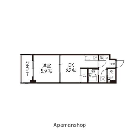 エクセルメトロⅠ(1DK/4階)の間取り写真