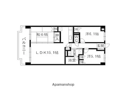 フォンティーヌ・スガワラ(3LDK/7階)の間取り写真