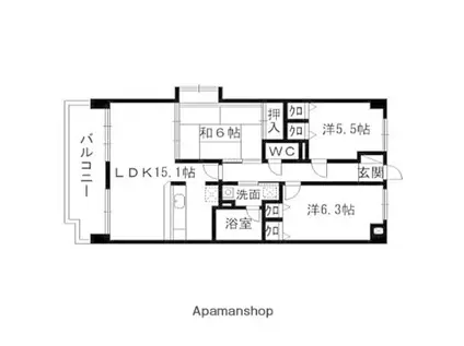 フォンティーヌ・スガワラ(3LDK/3階)の間取り写真