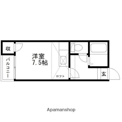みちのくハイツ8(ワンルーム/1階)の間取り写真