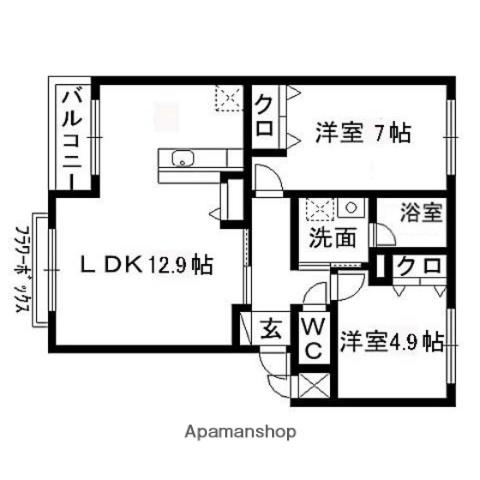 ブライトコートⅡ(2LDK/3階)の間取り写真