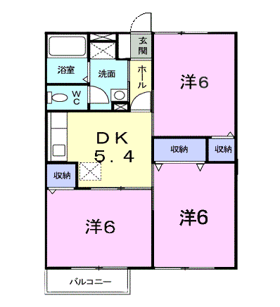 セブンピーク吉岡(3K/1階)の間取り写真