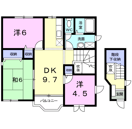 ラフィネ21B(3DK/2階)の間取り写真