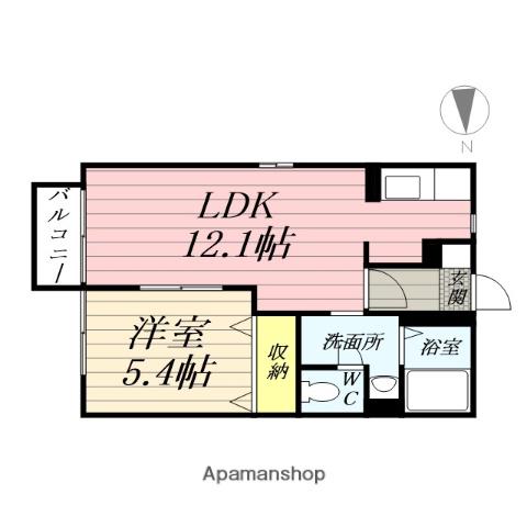 ヴェルドミール川平(1LDK/2階)の間取り写真