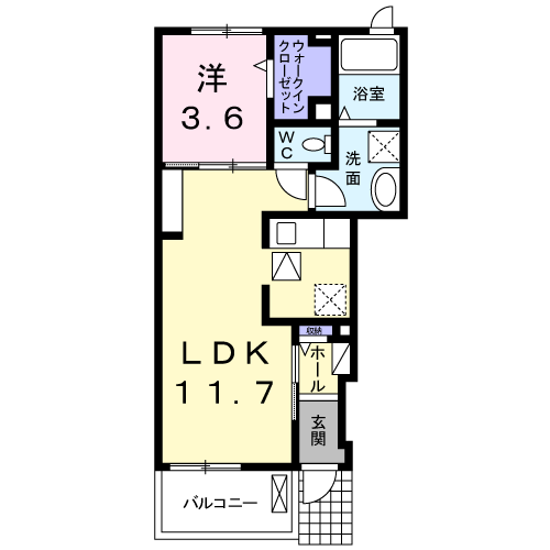 ドリームワークス 五番館(1LDK/1階)の間取り写真