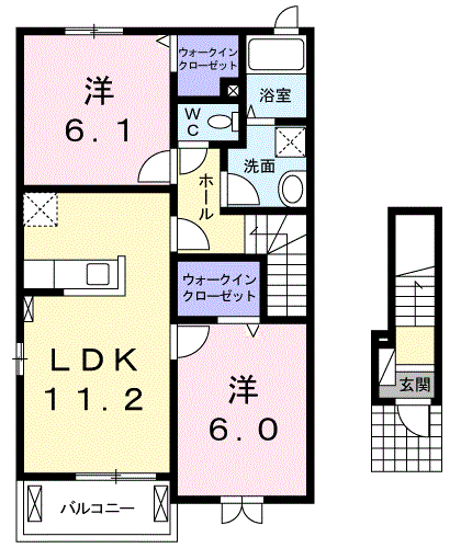 GRACEOHUSAKIⅡ(2LDK/2階)の間取り写真