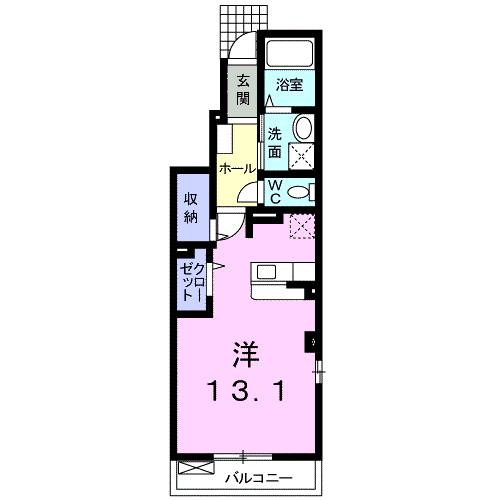 セレノ・カーサ(ワンルーム/1階)の間取り写真