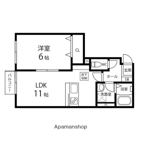 カームライフウエノⅡ(1LDK/1階)の間取り写真