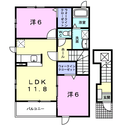 ホ-プヒルズ6番館(2LDK/2階)の間取り写真