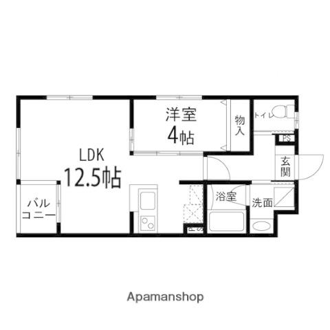 ゾンネモント子平町(1LDK/3階)の間取り写真