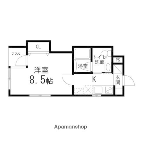 ゾンネモント子平町(1K/1階)の間取り写真