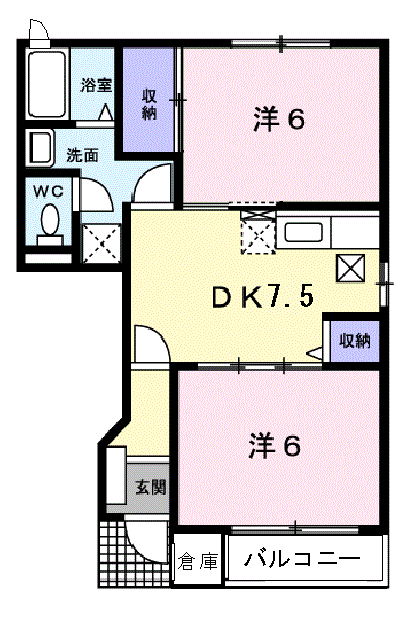PARTERREⅢ(2DK/1階)の間取り写真