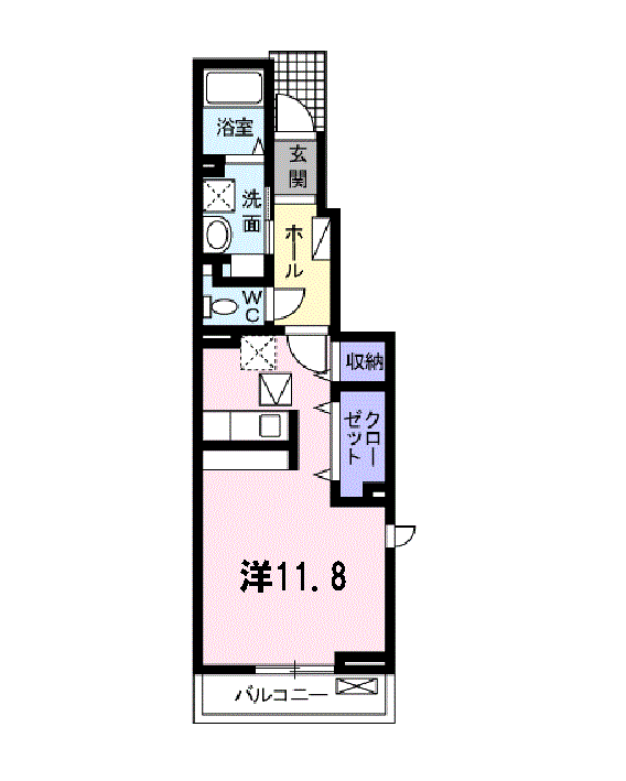グレイスⅡ(ワンルーム/1階)の間取り写真