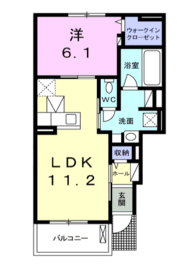 プラスターラー.エス 弐番館(1LDK/1階)の間取り写真