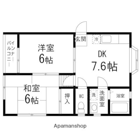 ルミエールⅠ(2DK/2階)の間取り写真