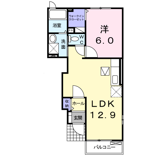 エトワール・ヴィラ(1LDK/1階)の間取り写真