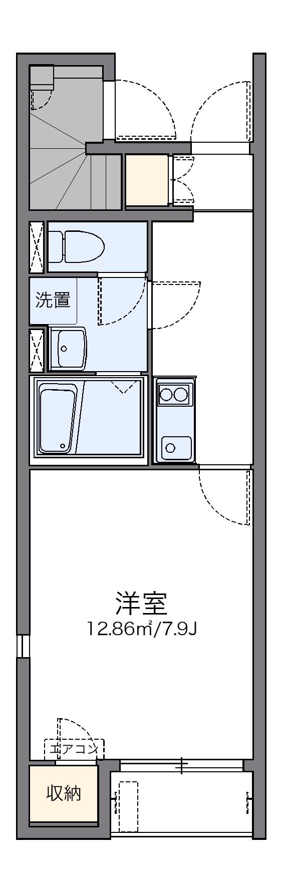 レオネクスト長命(1K/1階)の間取り写真
