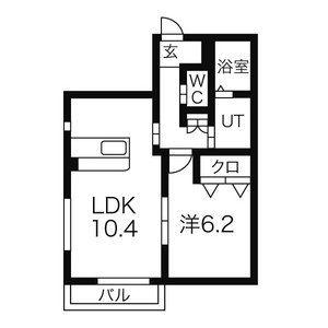 アザレア(1LDK/1階)の間取り写真