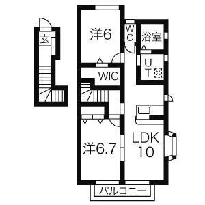 クレアトゥール(2LDK/2階)の間取り写真
