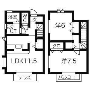 クローバーフォー(2LDK/1階)の間取り写真
