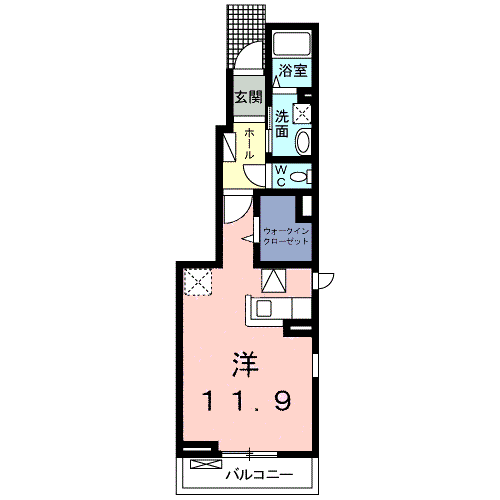 ル・シェルエトワーレⅡ(ワンルーム/1階)の間取り写真