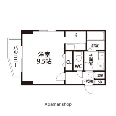 バーシティハウスフレール・ド・ジュアン(ワンルーム/4階)の間取り写真