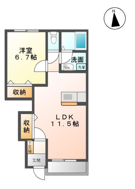 ロイヤルハイツ参番館(1LDK/1階)の間取り写真