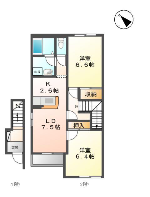 ルミナス(2LDK/2階)の間取り写真
