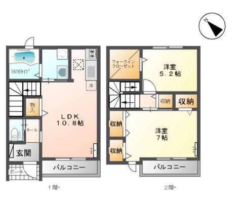 グランディール(2LDK/1階)の間取り写真