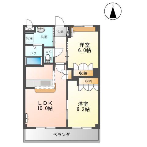 コンフォルト鳳麟(2LDK/1階)の間取り写真