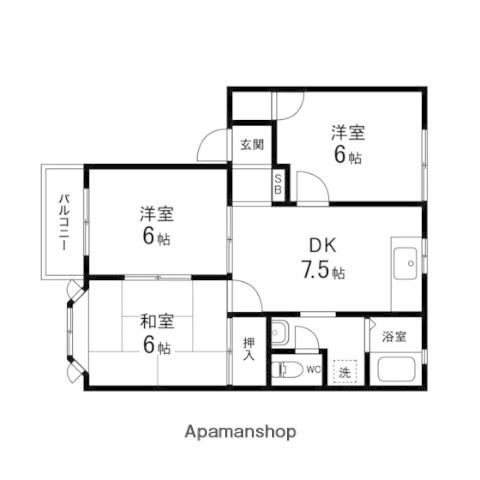 コートアイランドA(3DK/2階)の間取り写真