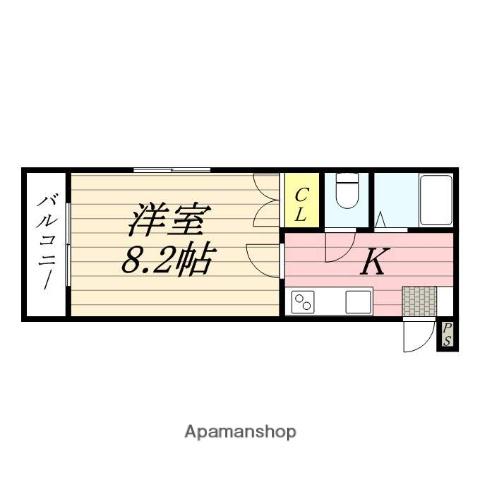 アバントヒルズ(1K/1階)の間取り写真