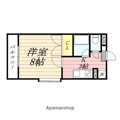 リバーヒルズ(1K/2階)の間取り写真