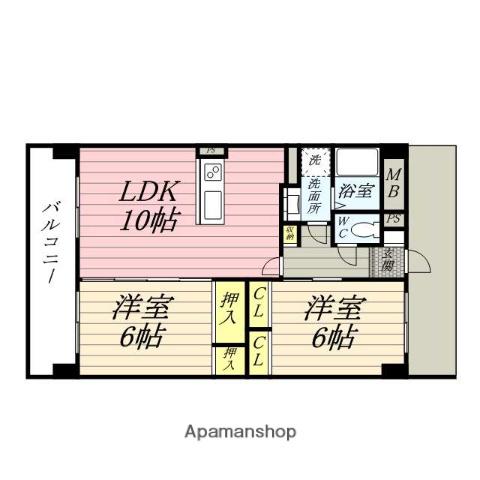 FORMⅡ(2LDK/4階)の間取り写真