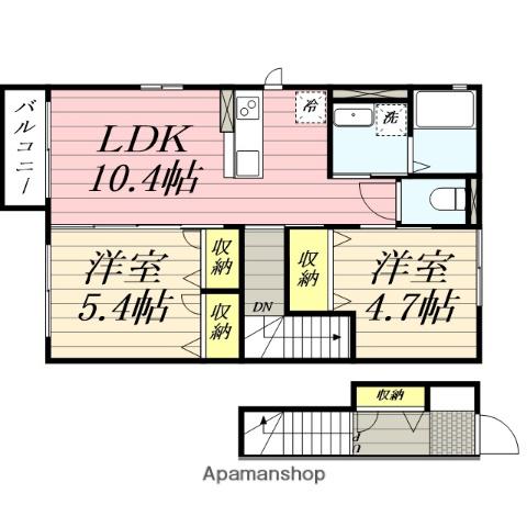ラティエラⅡ(2LDK/2階)の間取り写真