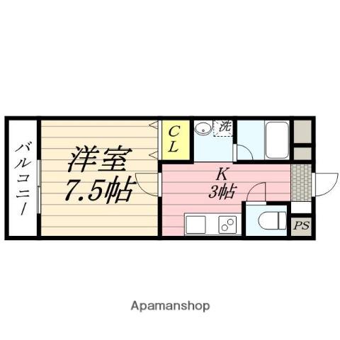 サンパティーク泉中央(1K/4階)の間取り写真