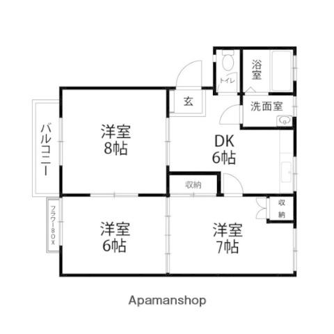 パルシティS-Ⅰ(3DK/2階)の間取り写真
