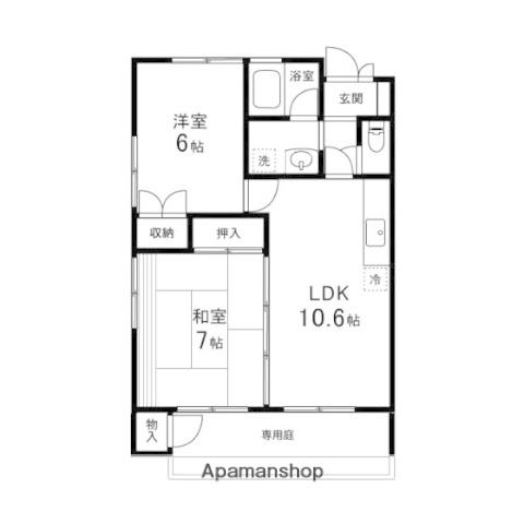 コンフォール泉(2LDK/1階)の間取り写真