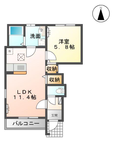 リバティコート H&MⅡ(1LDK/1階)の間取り写真